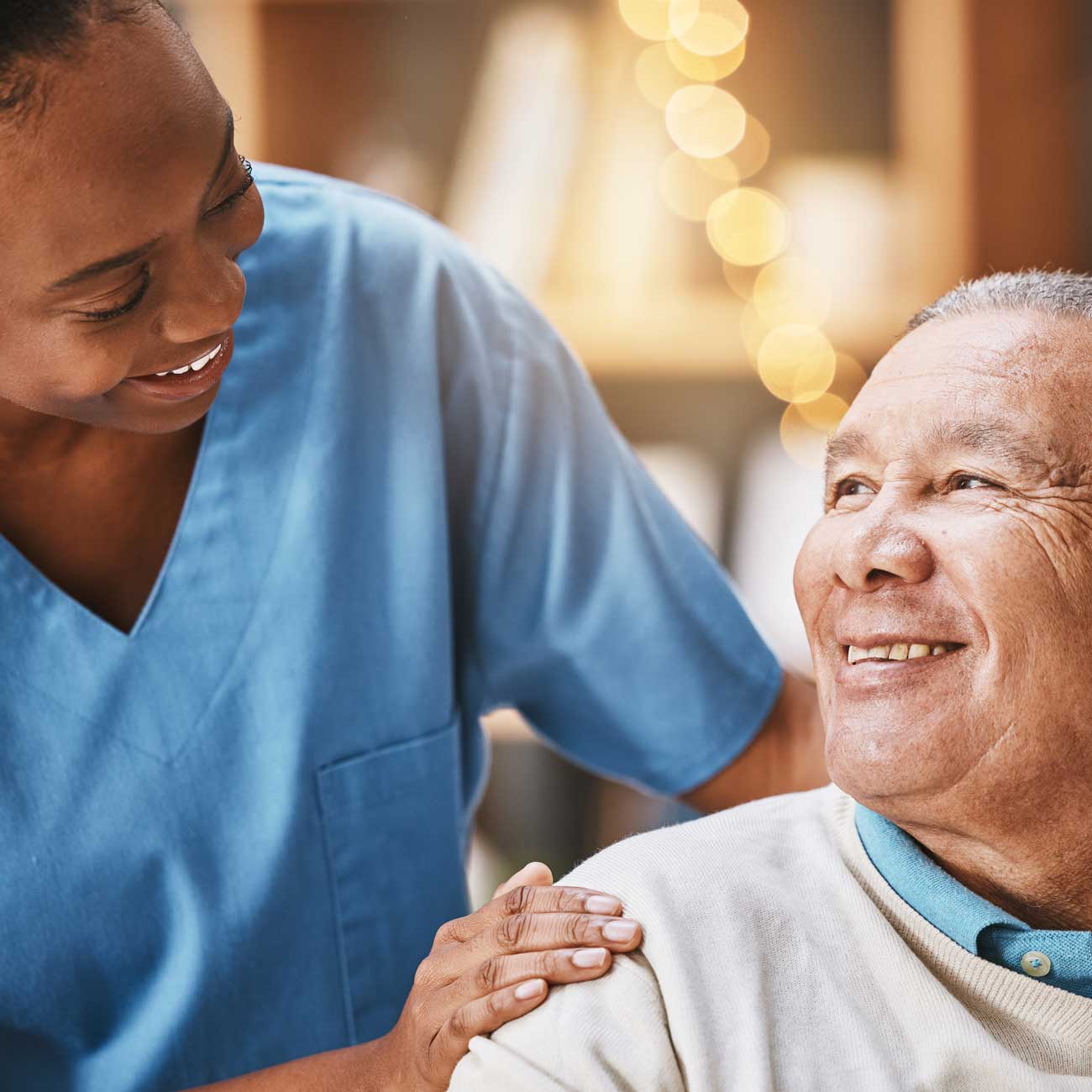 Photo of a caregiver and client